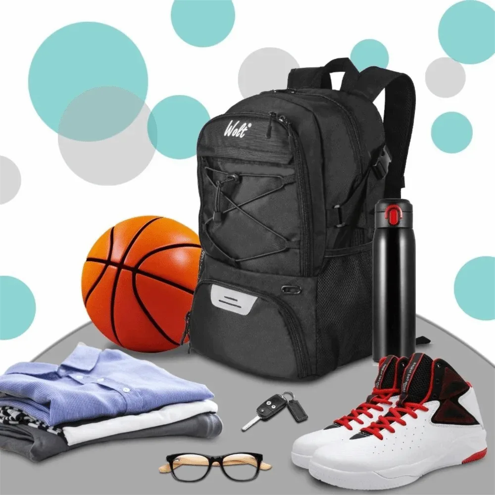 sac à dos de basket-ball de grande capacité, compartiment pour chaussures, porte-balle séparé, sac à dos de ballon de football, sac de sport respirant et étanche