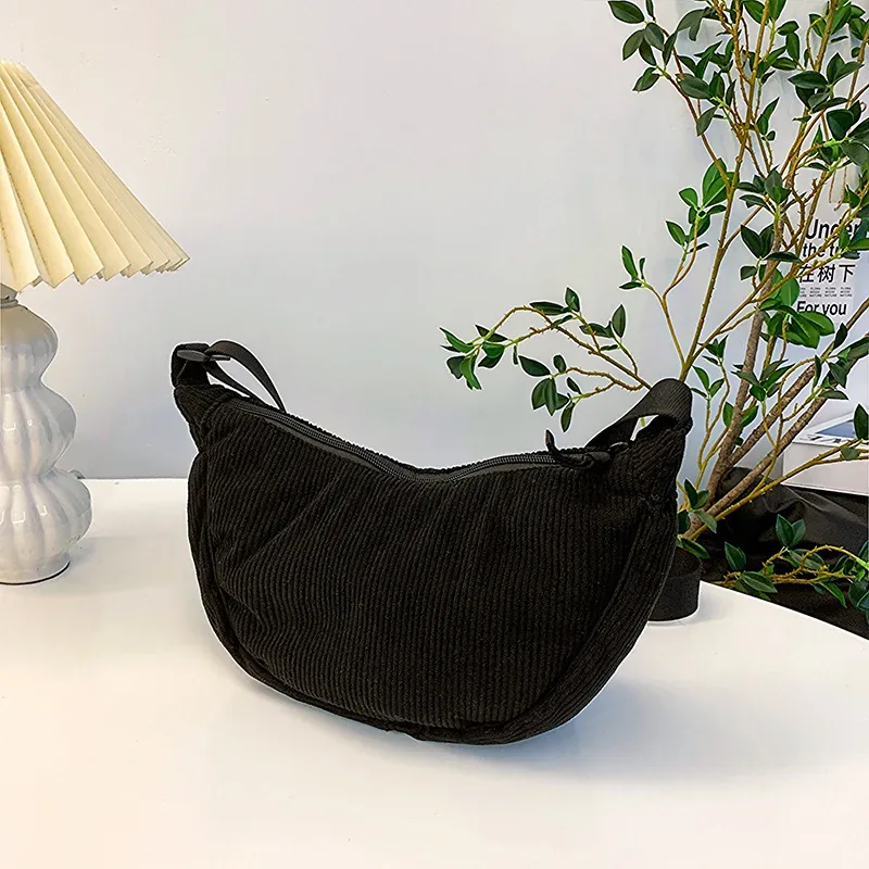 sac à bandoulière hobos en velours côtelé pour femmes, couleur unie, rétro décontracté, sacs à bandoulière pour dames, sacs à main de voyage quotidiens, sacoche