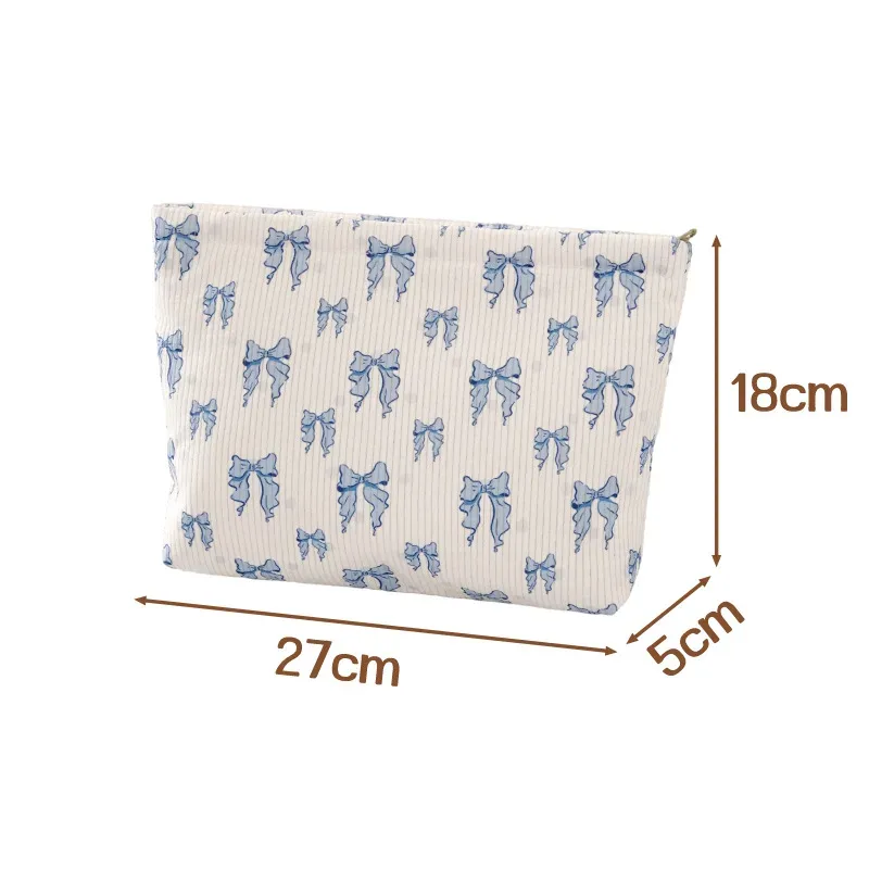 pochette de maquillage en velours côtelé à motif cœur, légère, avec fermeture éclair, multifonctionnelle, pour accessoires de toilette, sac de rangement