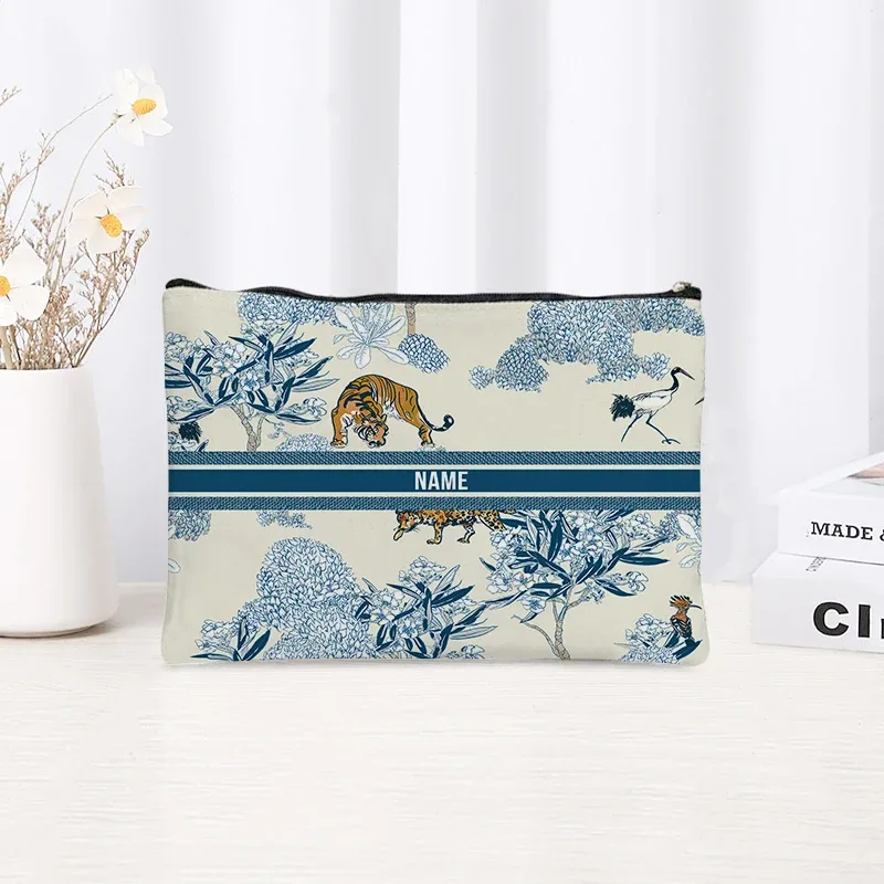 pochette de toilette en toile personnalisée avec motif paysage chinoiserie, cadeau décoratif élégant pour femmes, rangement quotidien des articles de beauté pour les vacances et les activités de plein air.