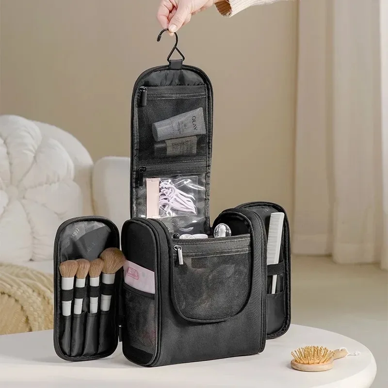 grande trousse de toilette suspendue multi-poches avec crochet, organiseur de maquillage élégant pour femmes et hommes, trousse de toilette de voyage, cadeau de noël