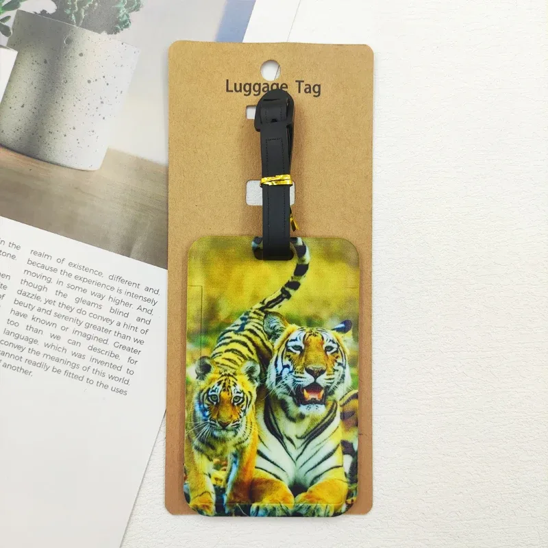 lion tigre étiquette de bagage voyage abs étiquette de bagage impression animale valise id porte-adresse bagages embarquement billet portable