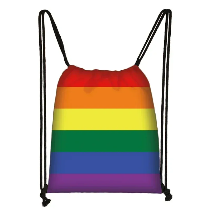 sac à dos à motif de cœur arc-en-ciel lgbt, sacs à cordon de proximité pour les zones de voyage, sac de rangement arc-en-ciel, mode thon, lesbienne et gay pride, cadeau