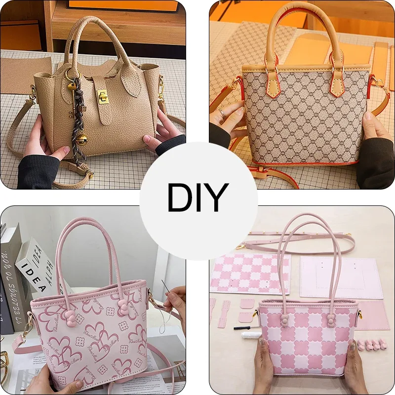 sac fourre-tout fait à la main, sac à main à bandoulière, accessoire artisanal en cuir, ensemble de matériel semi-fini cousu à la main, bricolage