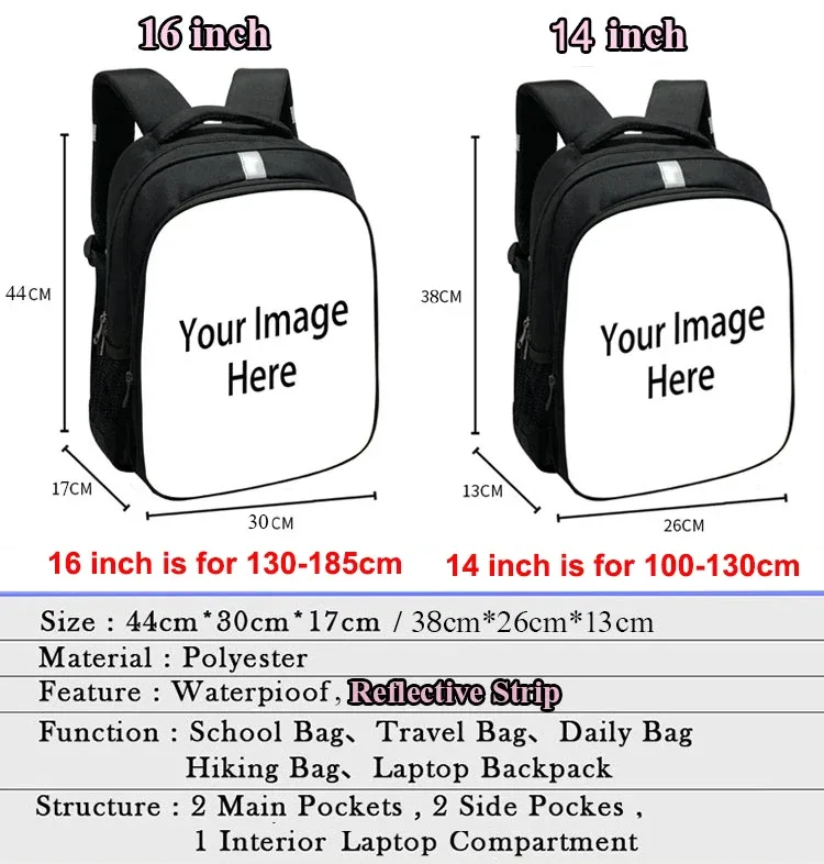 sac dos polyester noir personnalisable géométrique bandouche réfléchissante ouverte fendue décontracté voyager etudier transport laptop
