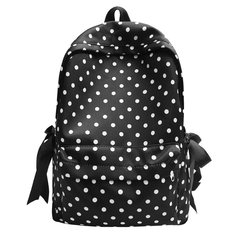 sacs à dos à pois pour femmes, sacs d'école à nœud de grande capacité pour adolescentes, sacs de loisirs ou de voyage en nylon doux, nouveau paquet de livres 2025