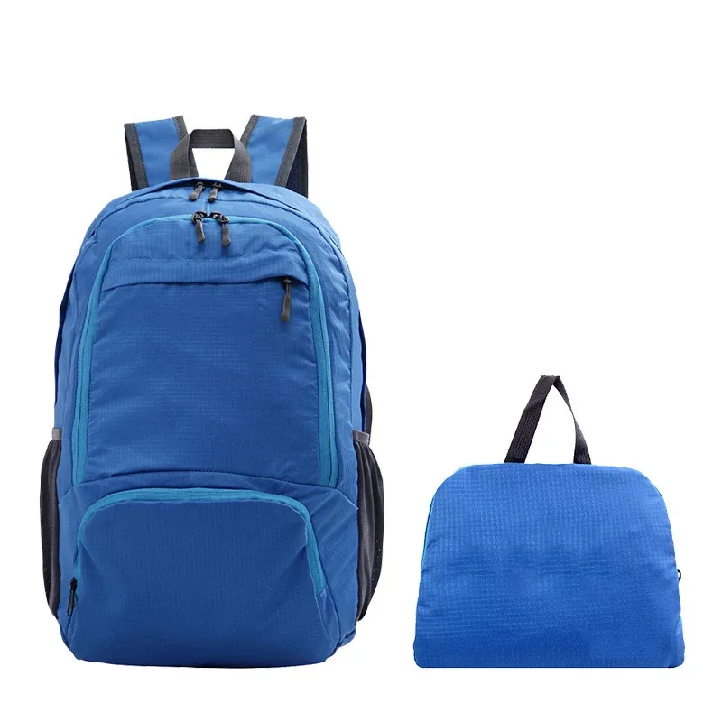 sac à dos léger et pliable avec logo personnalisé, imperméable, personnalisable, idéal pour les voyages en plein air et la randonnée.