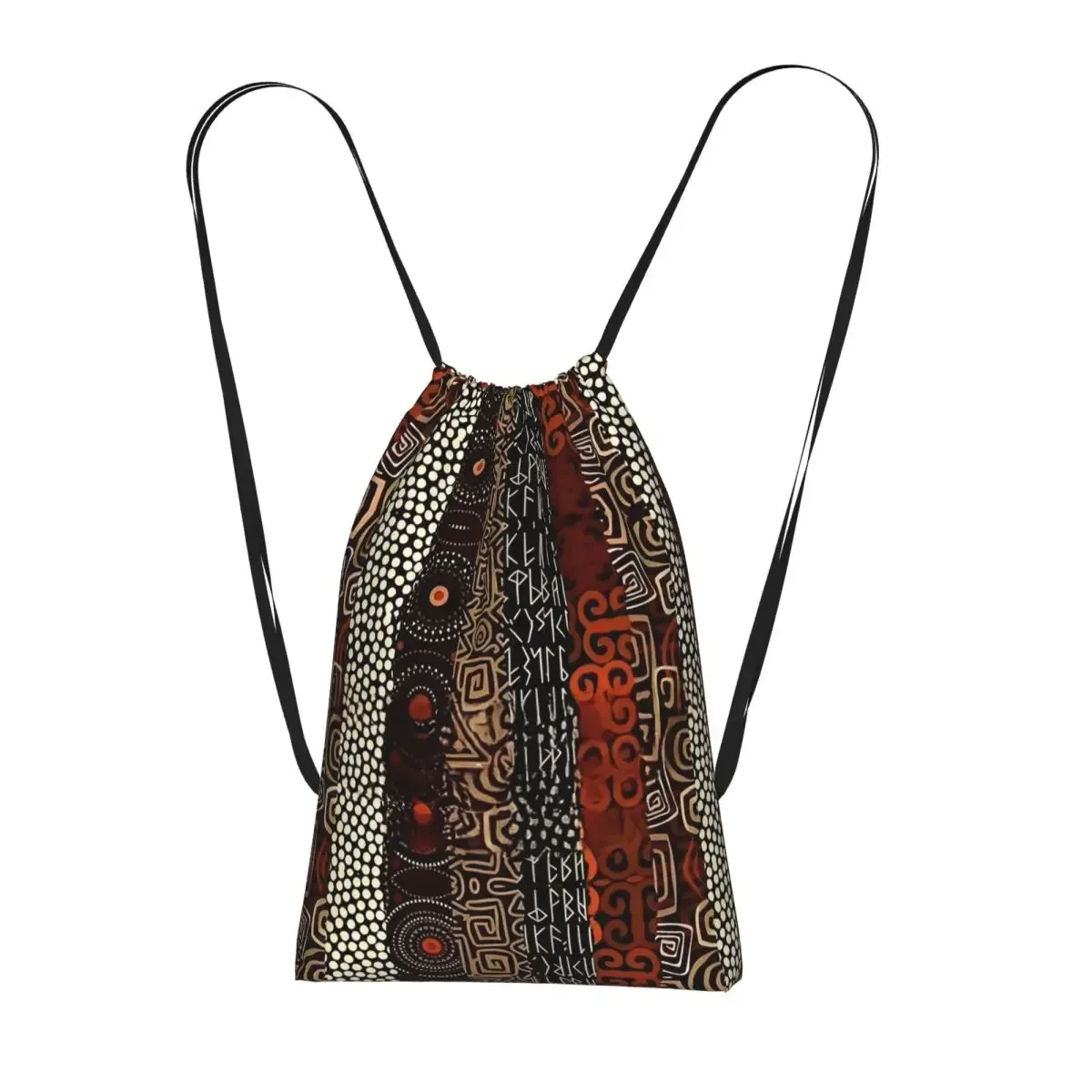 sac à dos à cordon de serrage en tissu bogolan africain, art ethnique tribal africain, sac de randonnée et de cyclisme, sac de rangement léger pour hommes et femmes