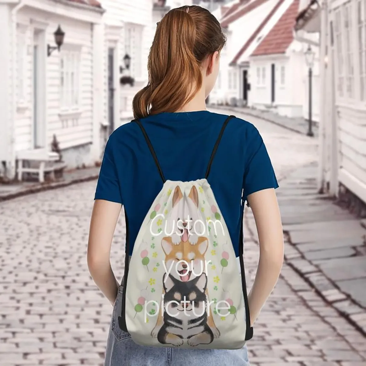 sac à dos personnalisé à cordon de serrage pour femmes et hommes, sac à dos de shopping, sac à dos à cordon de fête, télécharger votre conception de photos