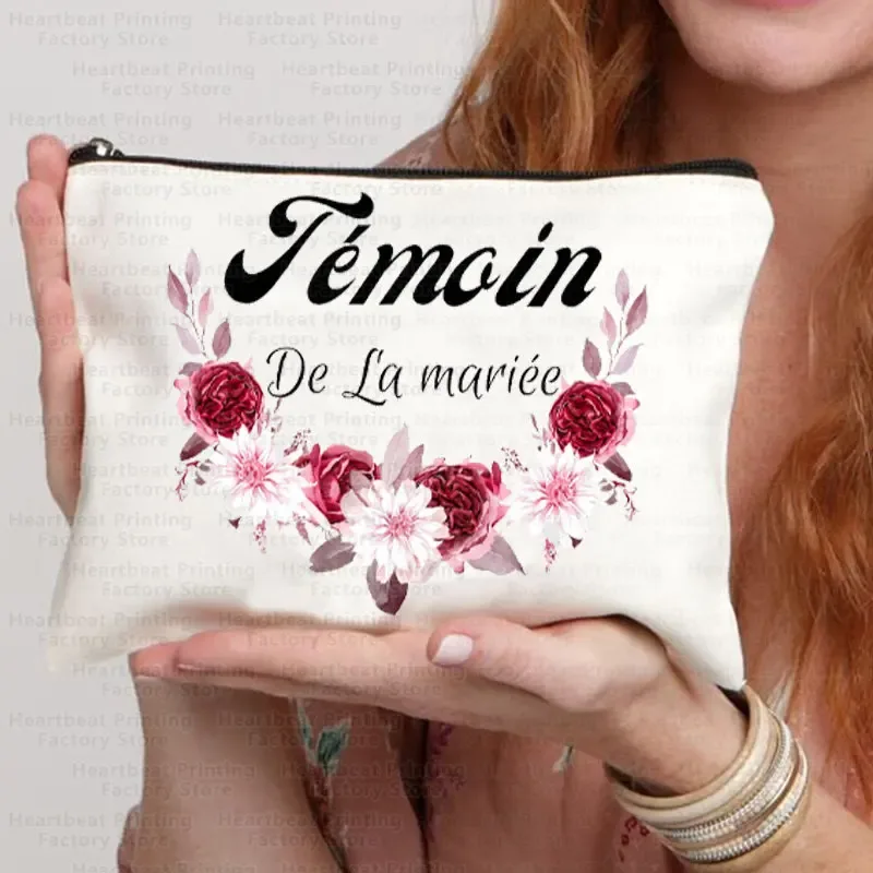 témoin sac de témoin nom doré sac cadeau de mariage kit d'enterrement de vie de jeune fille sac sacs de maquillage sacs de toilette de demoiselle d'honneur merci sac cosmétique