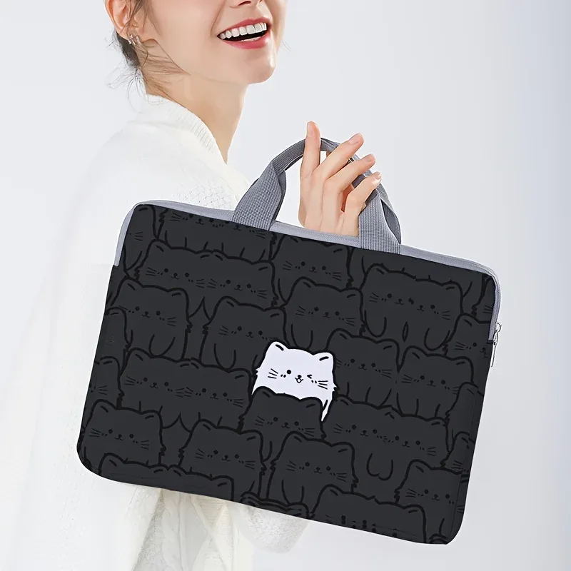 sacoche polyester chat noir motifs chats graphiques protection ordinateur portable voyage business école université travail