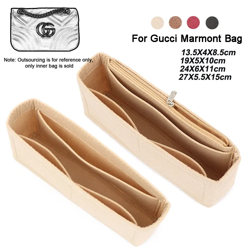 doublure de sac en tissu feutré, sac d'insertion de voyage multifonctionnel, organisateur de maquillage, sac doublé de forme, sacs super cosmétiques pour marmont