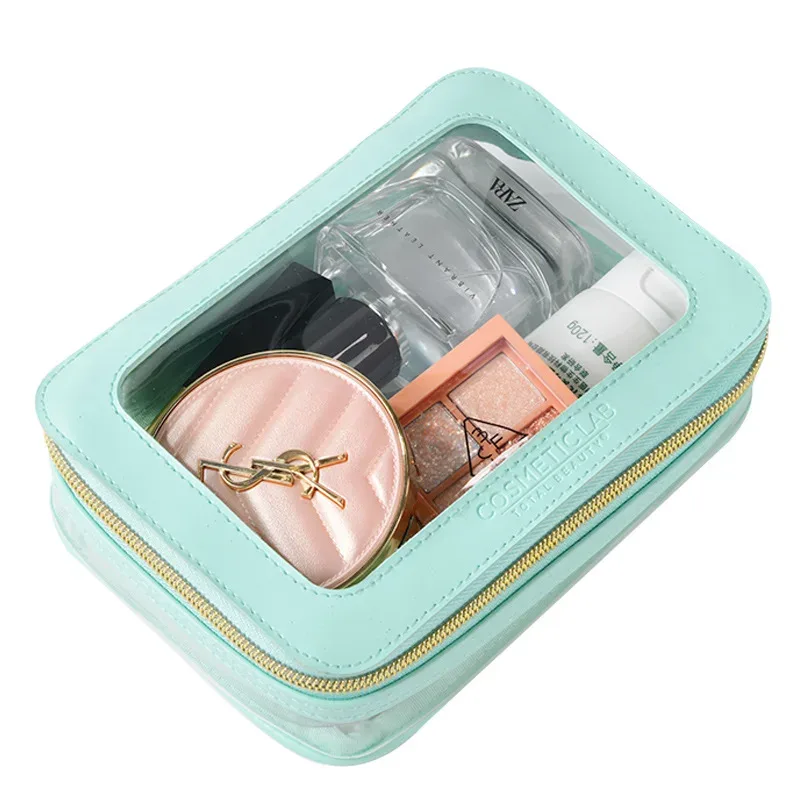 sac de voyage transparent en pvc, sac de rangement carré à fermeture éclair, sac de maquillage étanche, cadeau touristique, style urbain simple et neutre