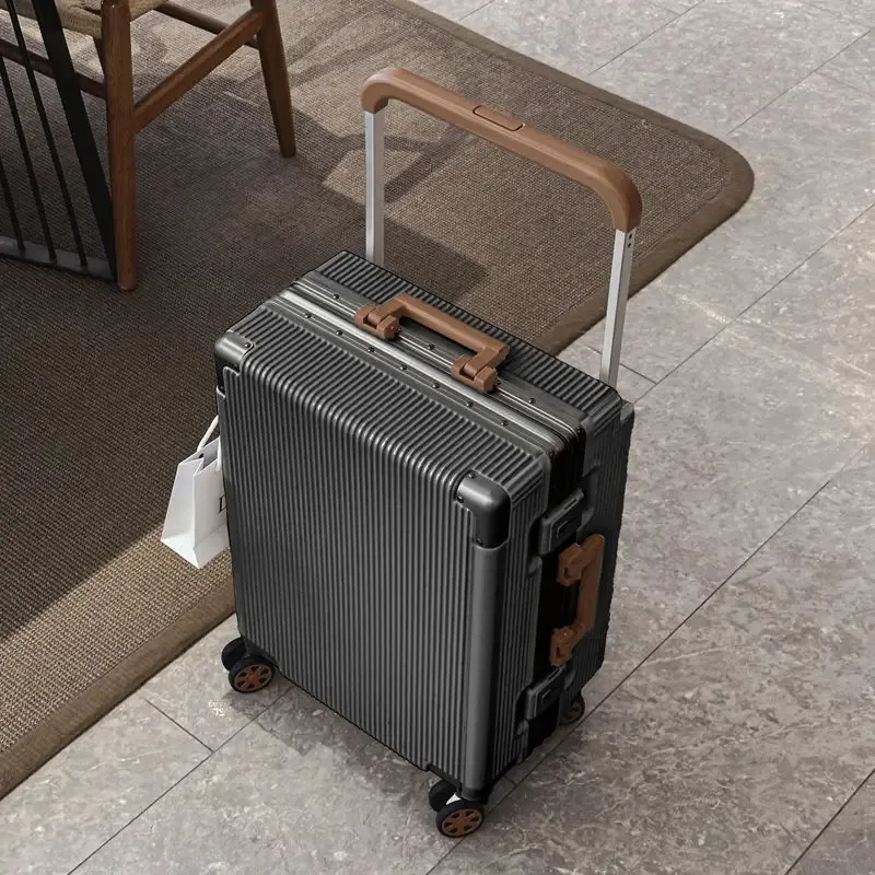 nouvelle valise trolley large grande capacité 20/24/26 pouces avec cadre en aluminium abs+pc, bagage cabine à roulettes