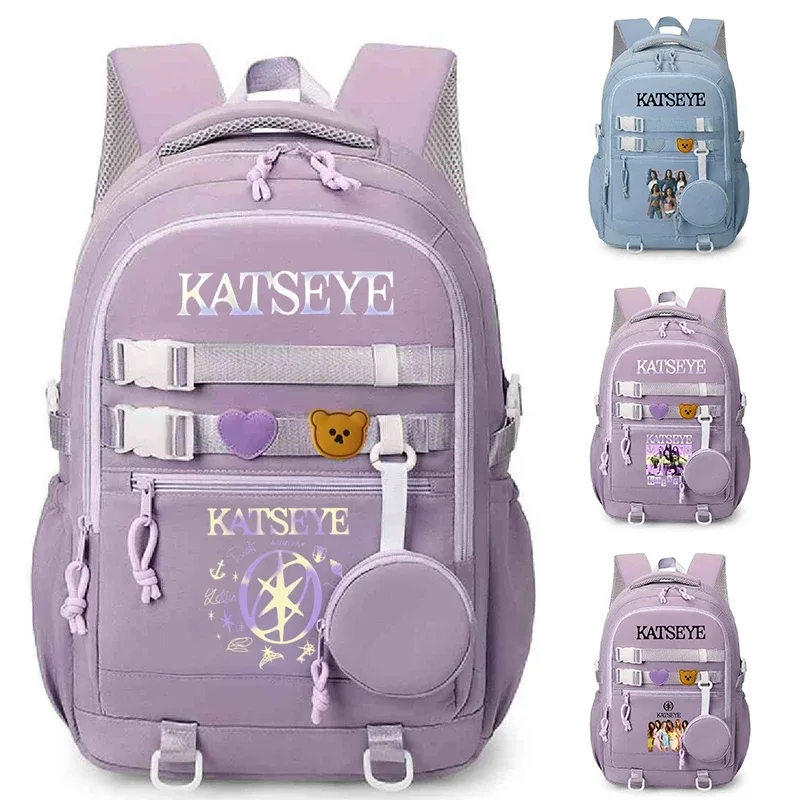 sacs à dos d'école graphiques katseye pour femmes et filles, sacoche pour ordinateur portable, cartable pour adolescentes, cadeaux pour fans de katseye