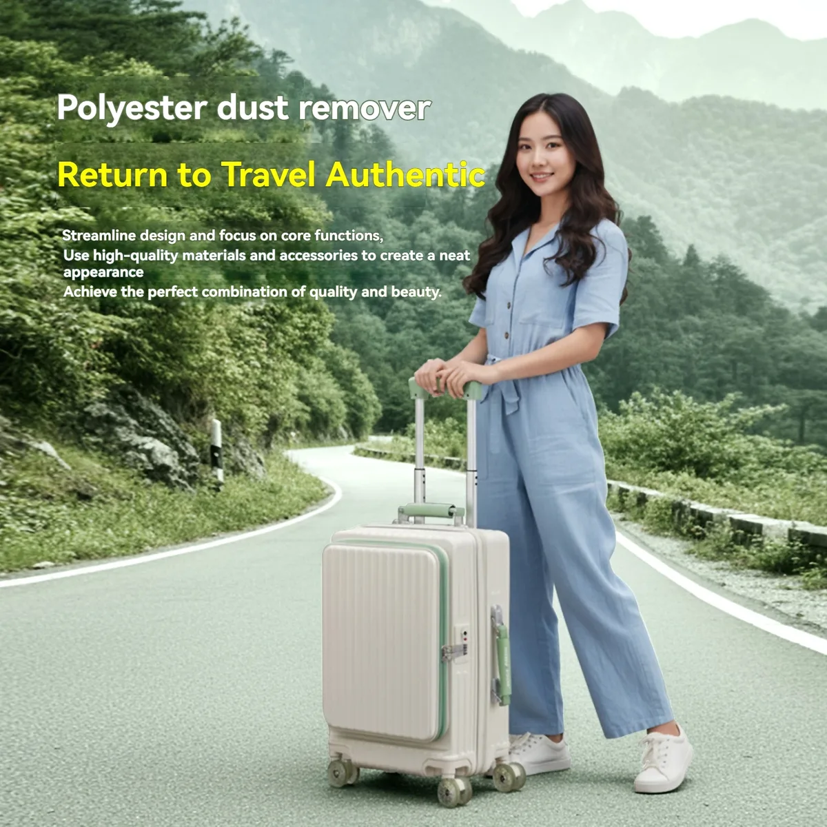 valise bagage rigide abs blanc vert roulettes toupie poignée télescopique couche extensible serrure douanière usage voyage longue distance vacances mer