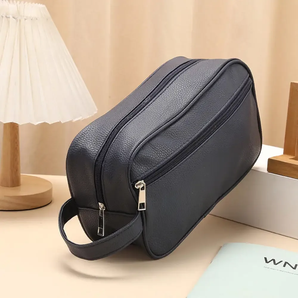 trousse à cosmétiques de voyage en cuir pu pour hommes, sacs de maquillage à fermeture éclair, trousse de toilette de grande capacité, évaluation des poudres de stockage de cosmétiques, nouveau