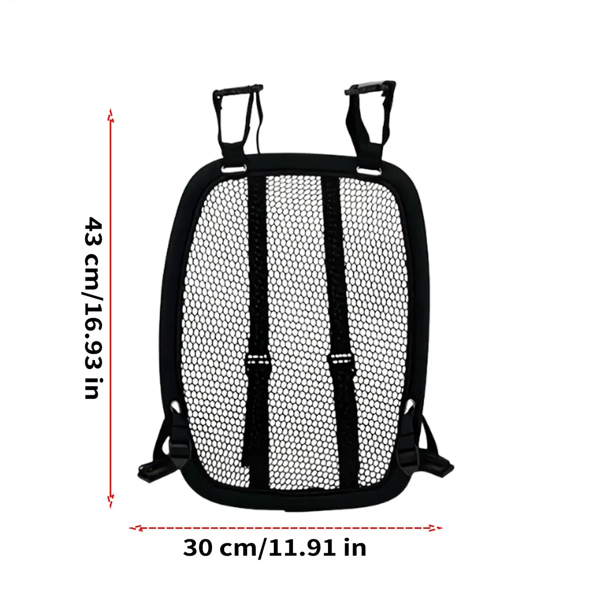 sac dos plastique structure maille hexagonale noire bandes fixation tissu noir jaune usage extérieur randonnée cyclisme