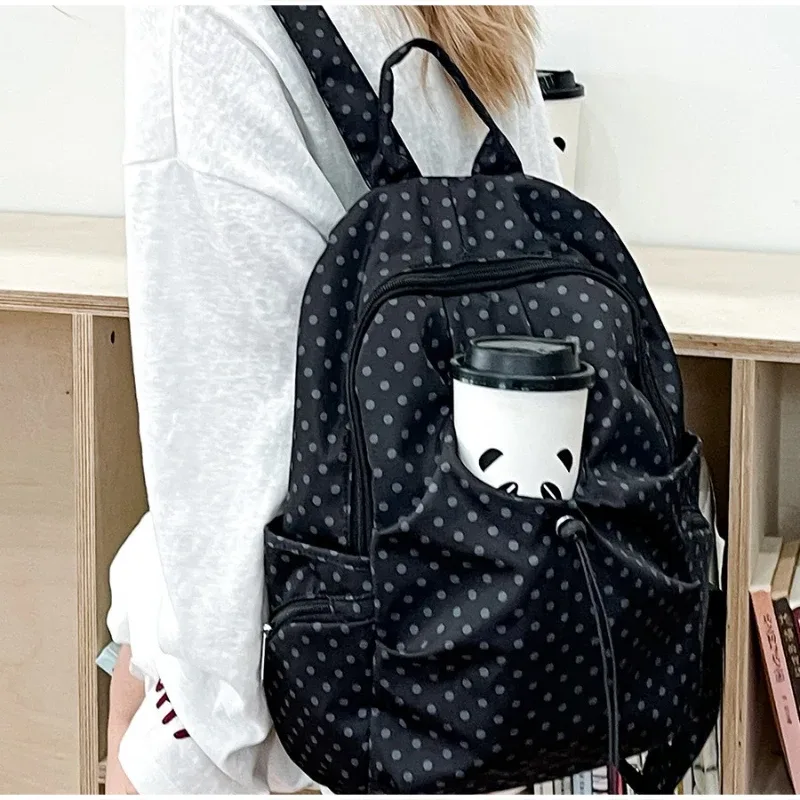 sac à dos à pois de style coréen, léger, pour voyage, école, sac à dos décontracté, grande capacité, pour ordinateur portable, sac à dos mignon pour l'extérieur
