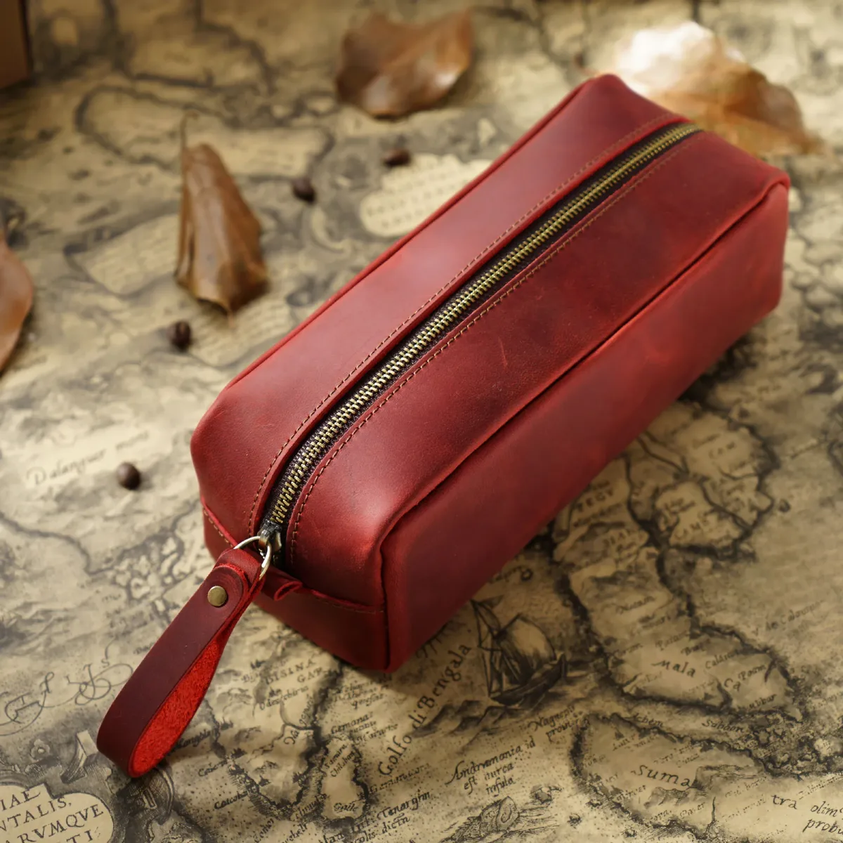 sac de voyage personnalisé en cuir véritable pour cosmétiques, gravure de lettres, pochette vintage en cuir crazy horse, sac de rangement personnalisé