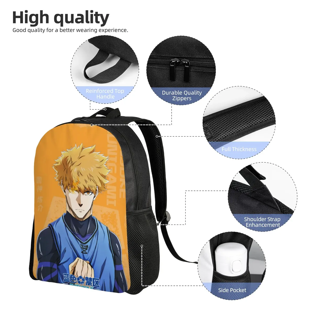sac à dos tendance pour femmes, sac d'école pour enfants, sac à dos pour ordinateur portable, sac à bandoulière de voyage pour enfants, anime blue locks