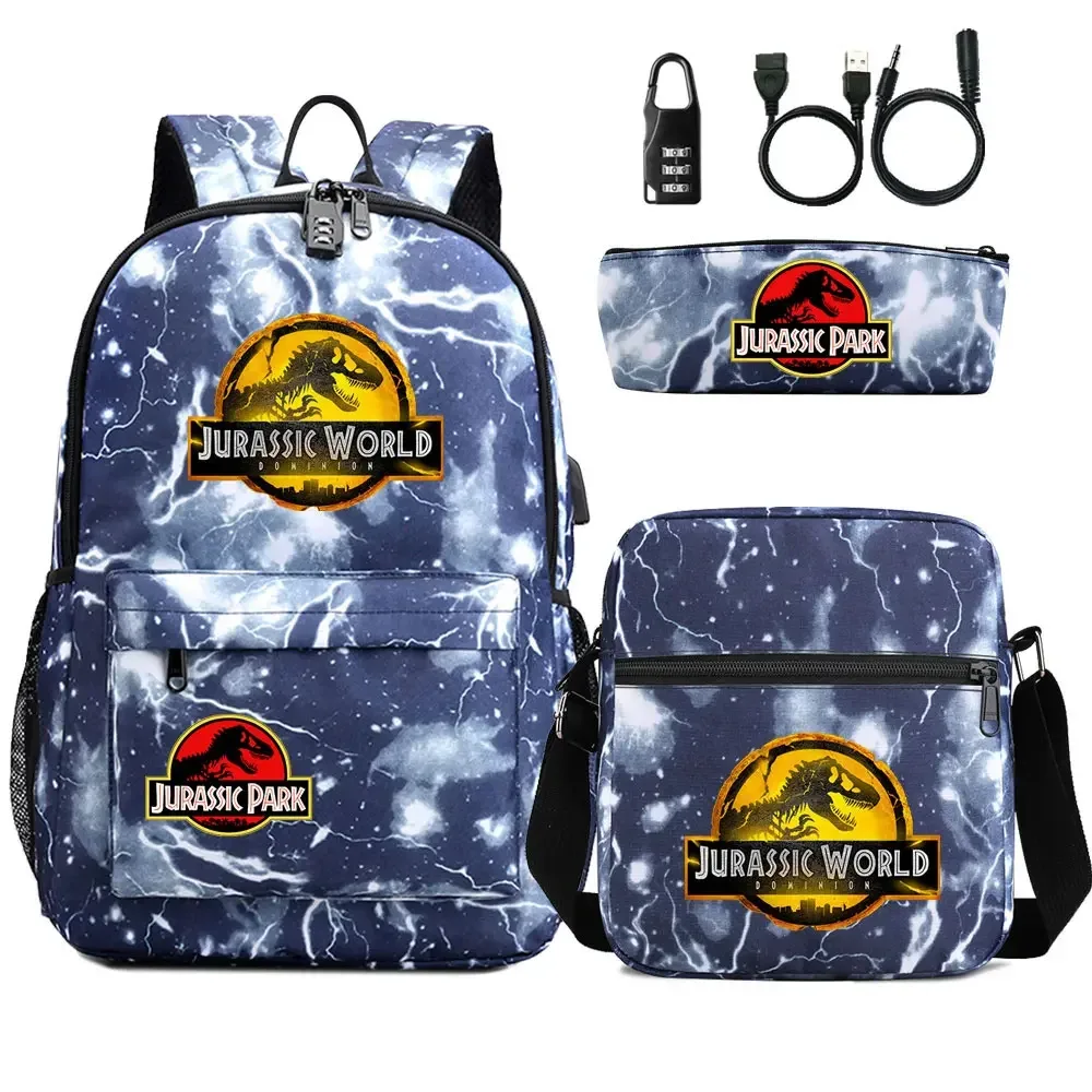 sac dos tissu oxford unisexe noir logo jurassic world bandoulière arquée compartiment intérieur style dessin animé usage voyage