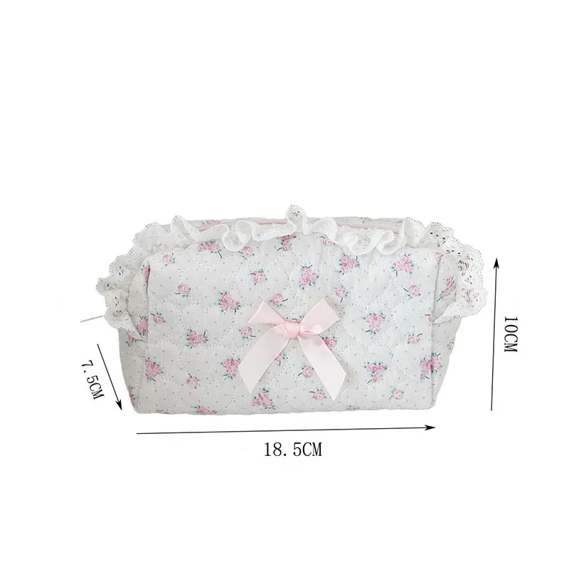 sac de rangement de cosmétiques en forme de cœur rose, pochette de maquillage esthétique mignonne avec garniture en dentelle, sacs de rangement de cosmétiques vintage de grande capacité