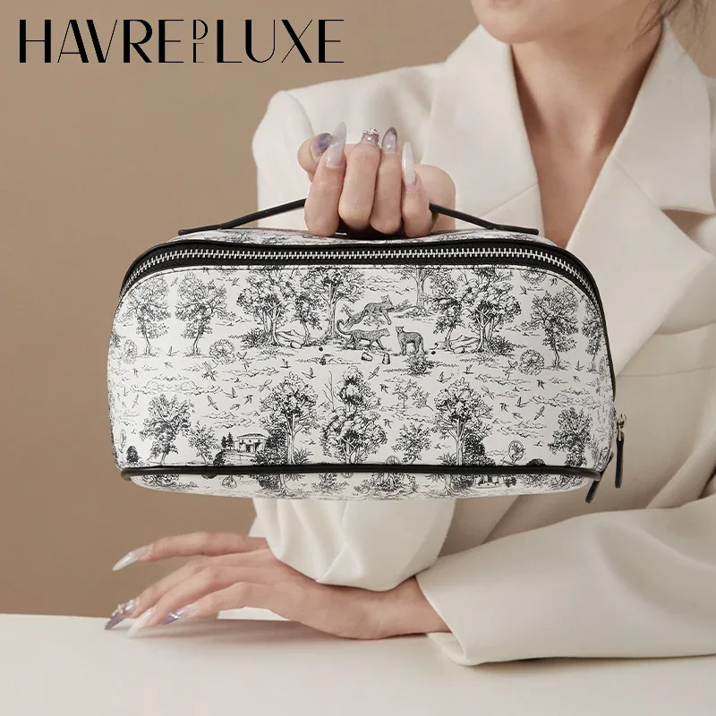trousse de maquillage peinture à l'encre pour femme 2025 – nouvelle trousse de rangement grande capacité haut de gamme, sac de toilette pratique et accessoires