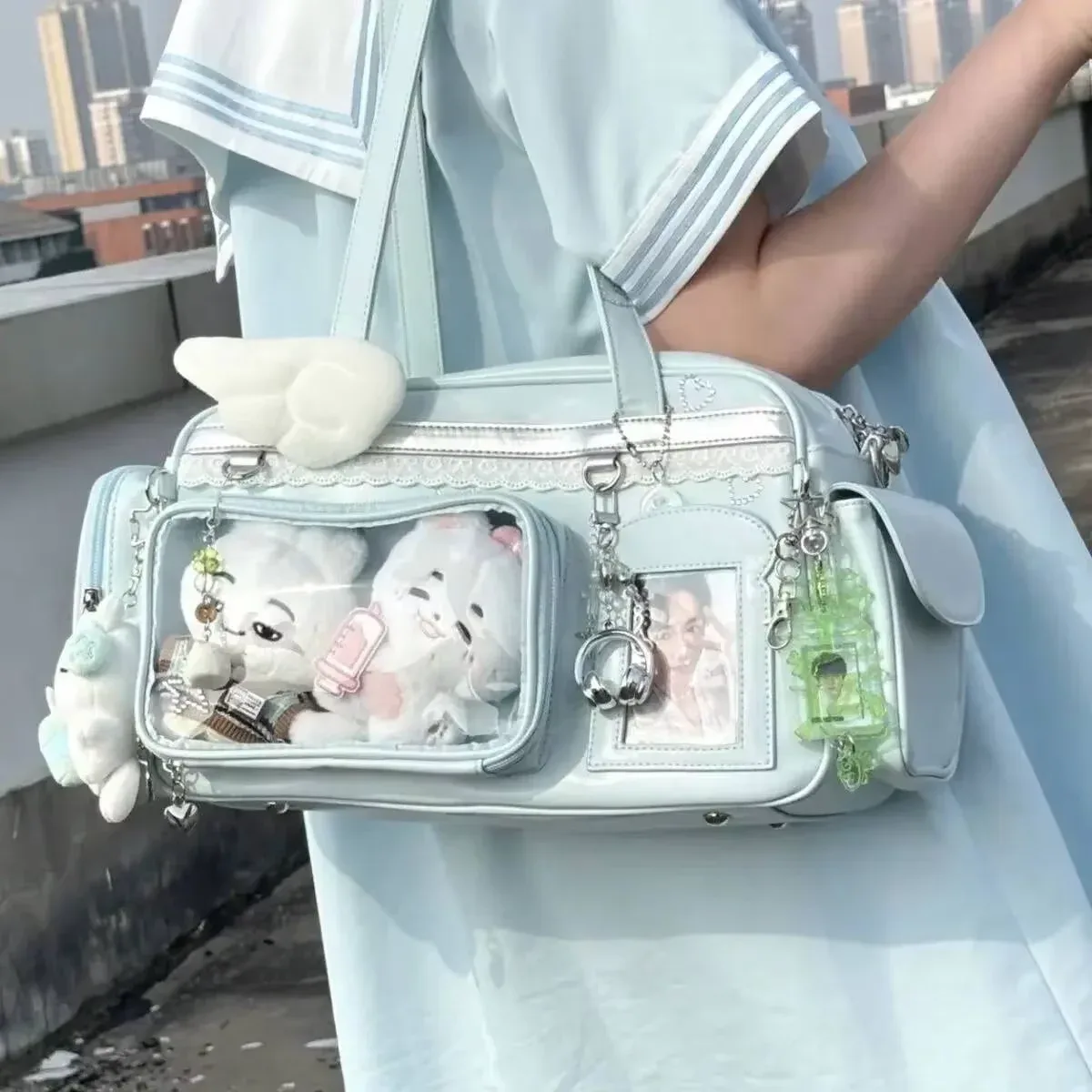 y2k nouveau sac ita de concert jk sac à bandoulière de grande capacité mignon fille sac à dos transparent exposition bricolage badge affichage sac à bandoulière