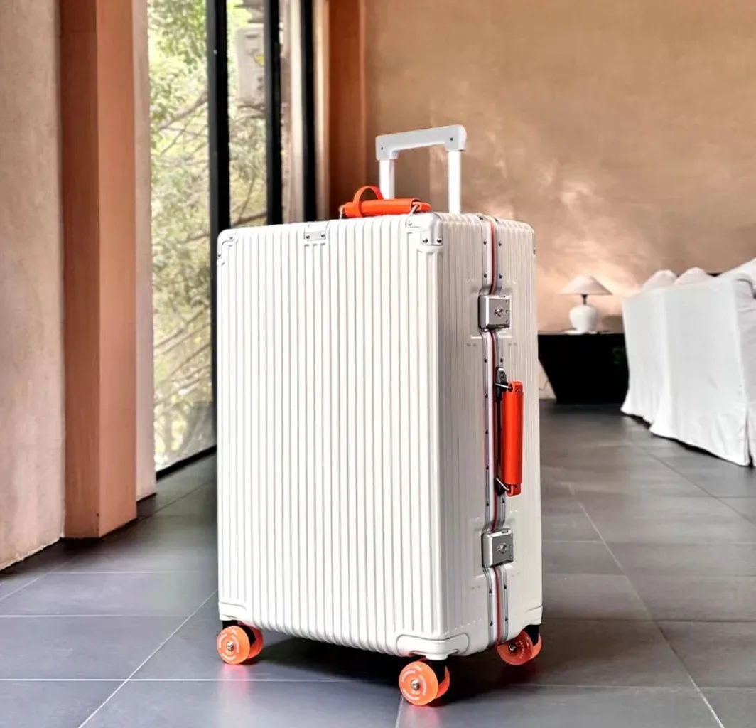 valise à main avec cadre en aluminium, avec roue rotative silencieuse colorée, serrure tsa, boîtier de chariot de voyage, bagages roulants de haute qualité