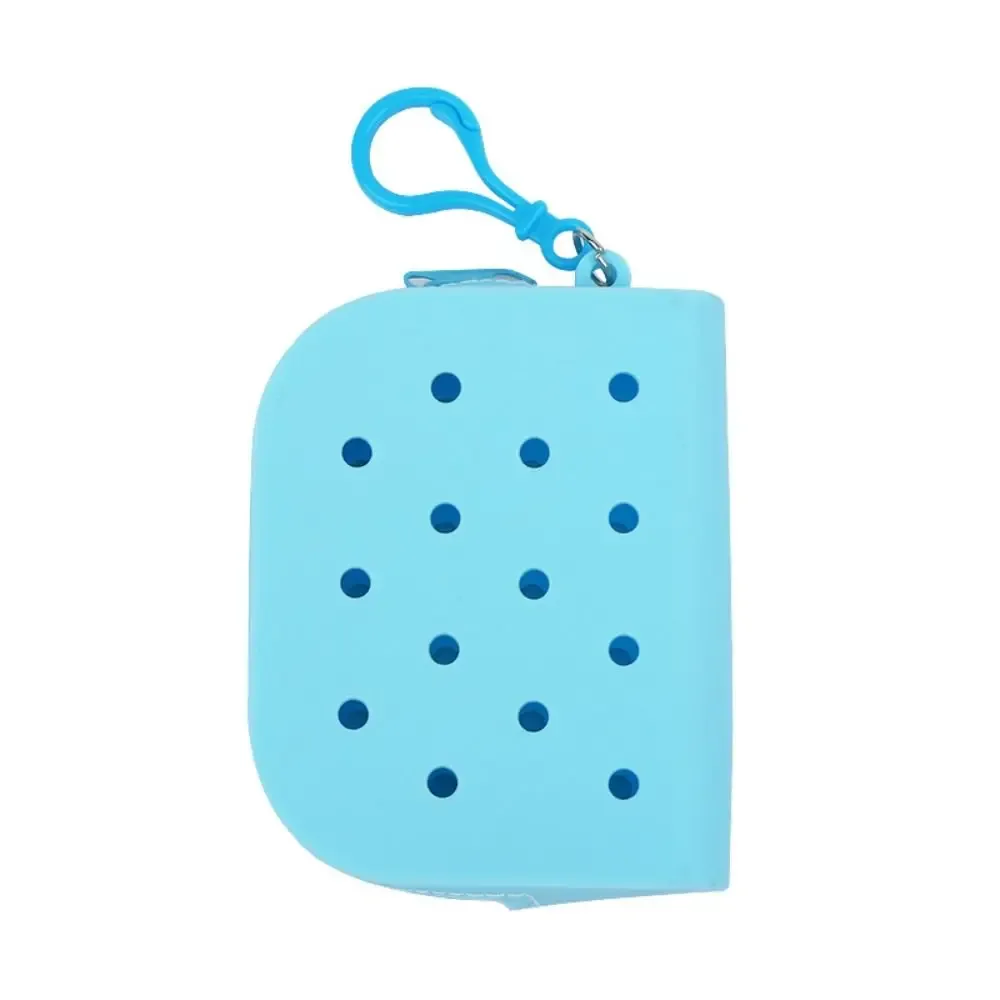 portefeuille à mini trous en silicone souple, porte-monnaie à fermeture éclair, porte-cartes, sac d'argent pour femmes et filles, sac de rangement en poudre à fermeture éclair