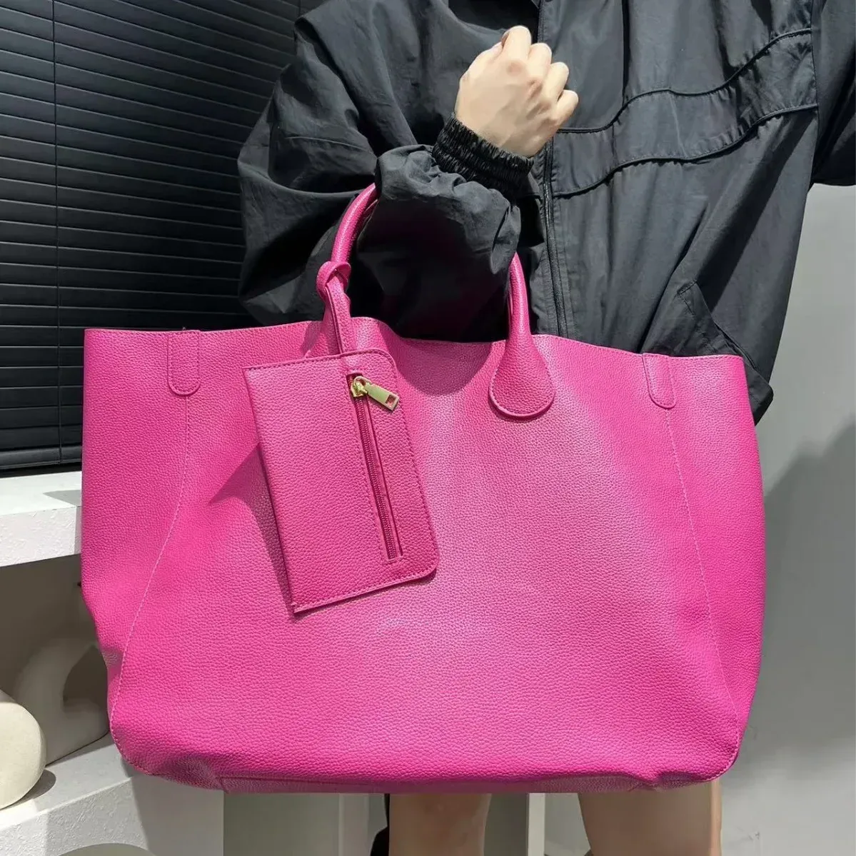 sac à main surdimensionné en cuir végétalien pour femme, sac de shopping de grande capacité, simple et polyvalent