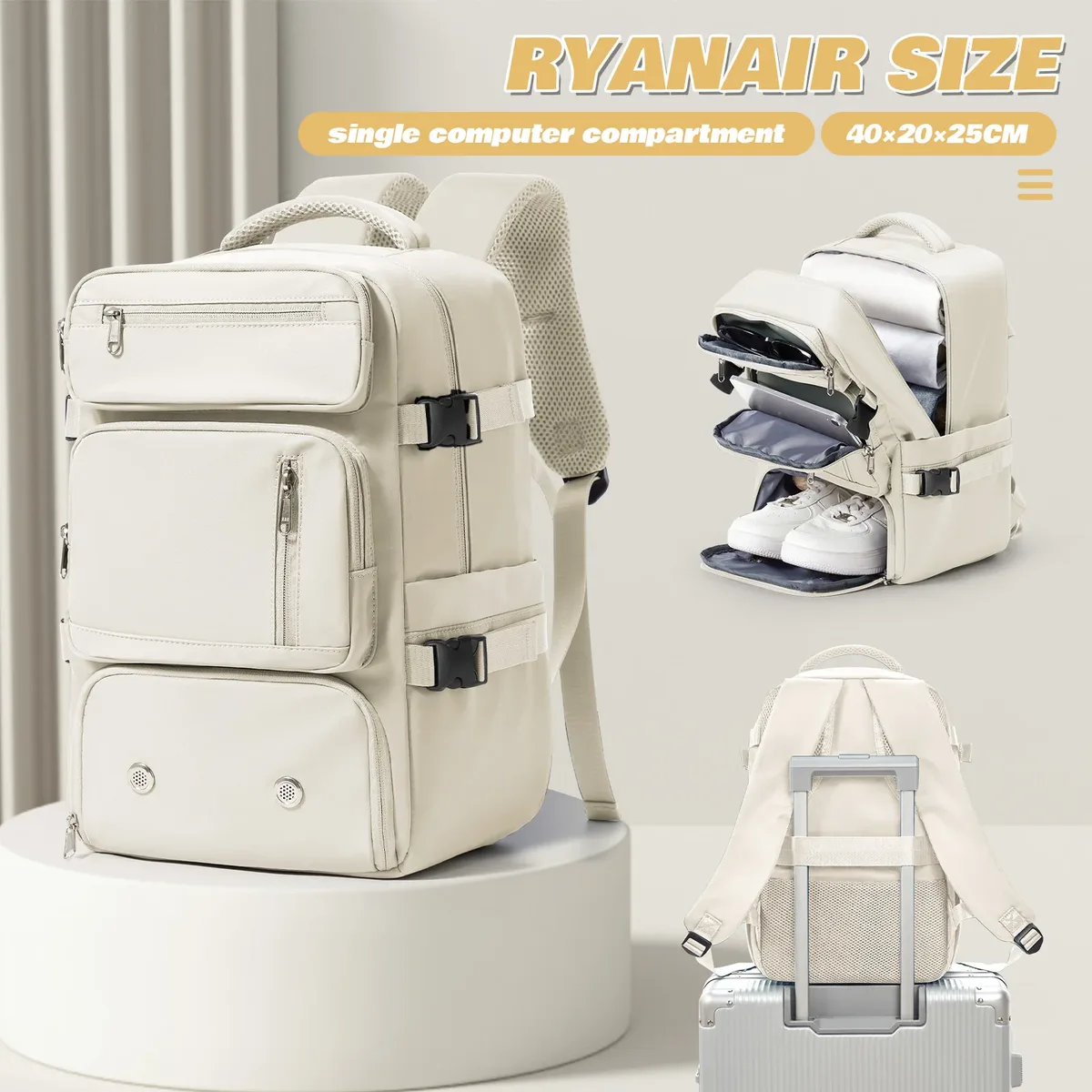 sac à dos ryanair 40x30x20, bagage à main, sac pour ordinateur portable, antivol, sac pour homme et femme, pour le sport, la randonnée, les voyages, sac de cabine