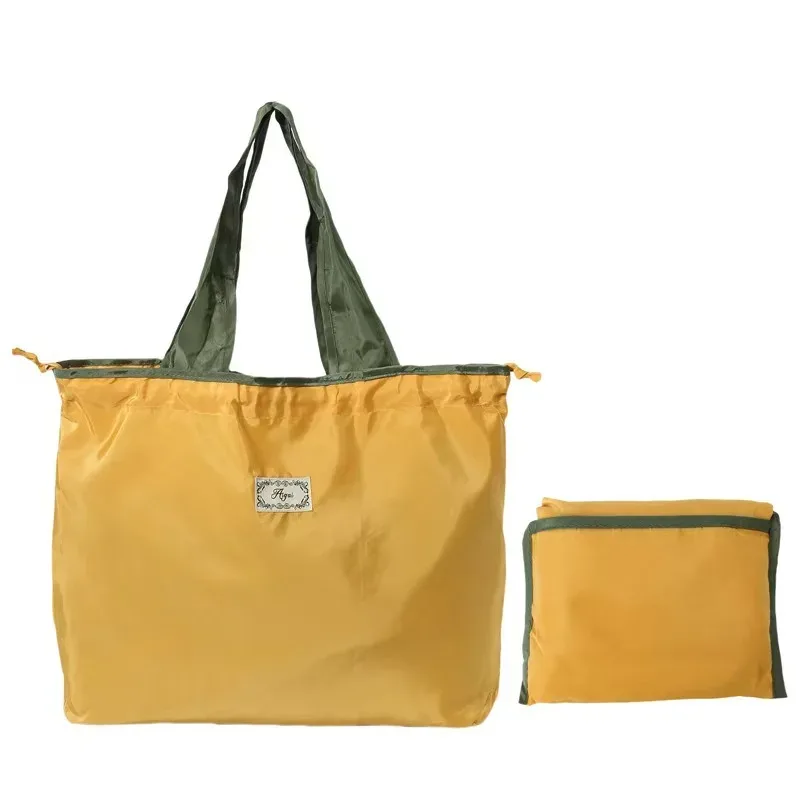 sac de courses réutilisable, sac de rangement écologique pliable de grande capacité avec cordon de serrage, sac à bandoulière de shopping décontracté, 1 paquet