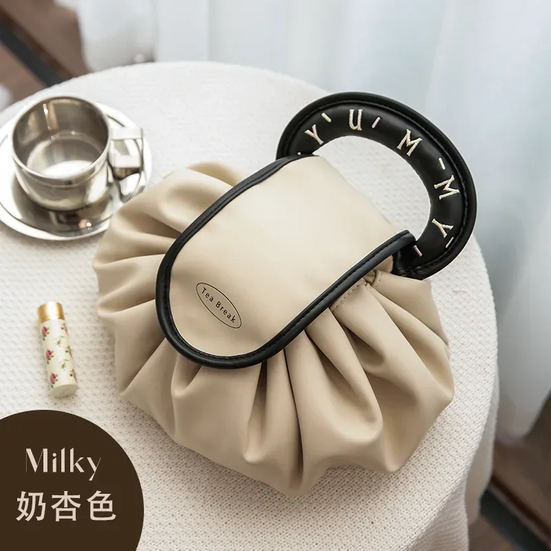 sac de maquillage imperméable en pu avec cordon de serrage kawaii, grande trousse de toilette de voyage, organiseur de cosmétiques de luxe, cadeau pour femmes et filles, usage quotidien