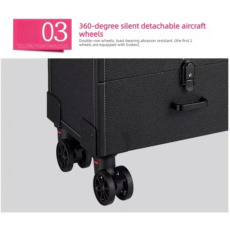 valise de maquillage portable multi-couches de grande capacité expédiée depuis l'union européenne, une valise de maquillage pour les maquilleurs professionnels et une boîte de rangement pour les outils de beauté, de nail art et de broderie.