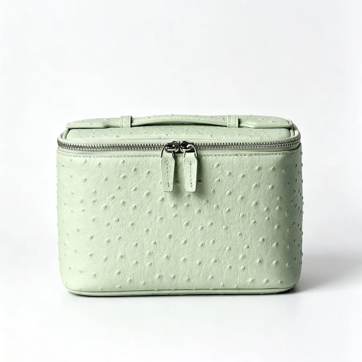 sac à cosmétiques en cuir véritable à motif d'autruche, nouveau sac de luxe en cuir de vachette de première qualité, grande capacité, portable, pour le voyage, étui de rangement pour la beauté