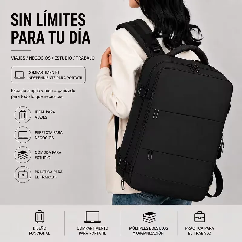 sac à dos de voyage pour cabine d'avion 45×30×20 cm, bagage à main de grande capacité, compartiment à chaussures, poches organisatrices et espace pour ordinateur portable de 15,6 pouces