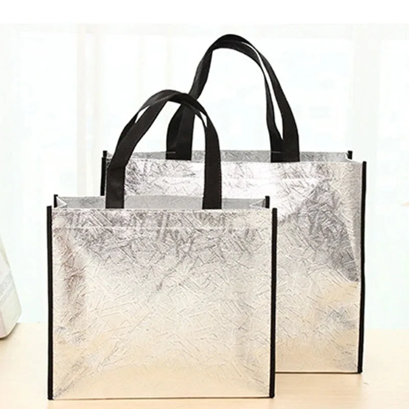 sac de courses réutilisable pour femmes, sacs de rangement de voyage en toile de grande capacité, sac à main à paillettes laser pour épicerie, fourre-tout en toile écologique