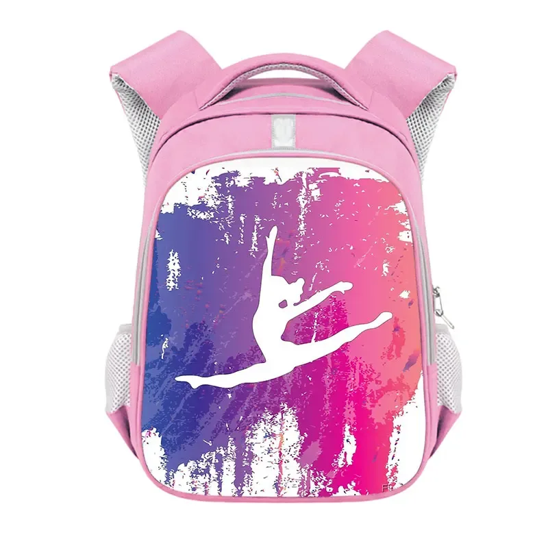 sac à dos imprimé de gymnastique rythmique pour filles, sac d'école de 13 à 16 pouces, sac de rangement de voyage de grande capacité, sac à dos d'athlète de danse