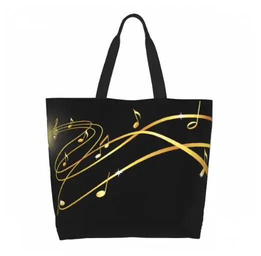 grand sac fourre-tout réutilisable pour femme, sac à main décontracté, sac d'épicerie polyvalent, travail en plein air, marche, notes de musique