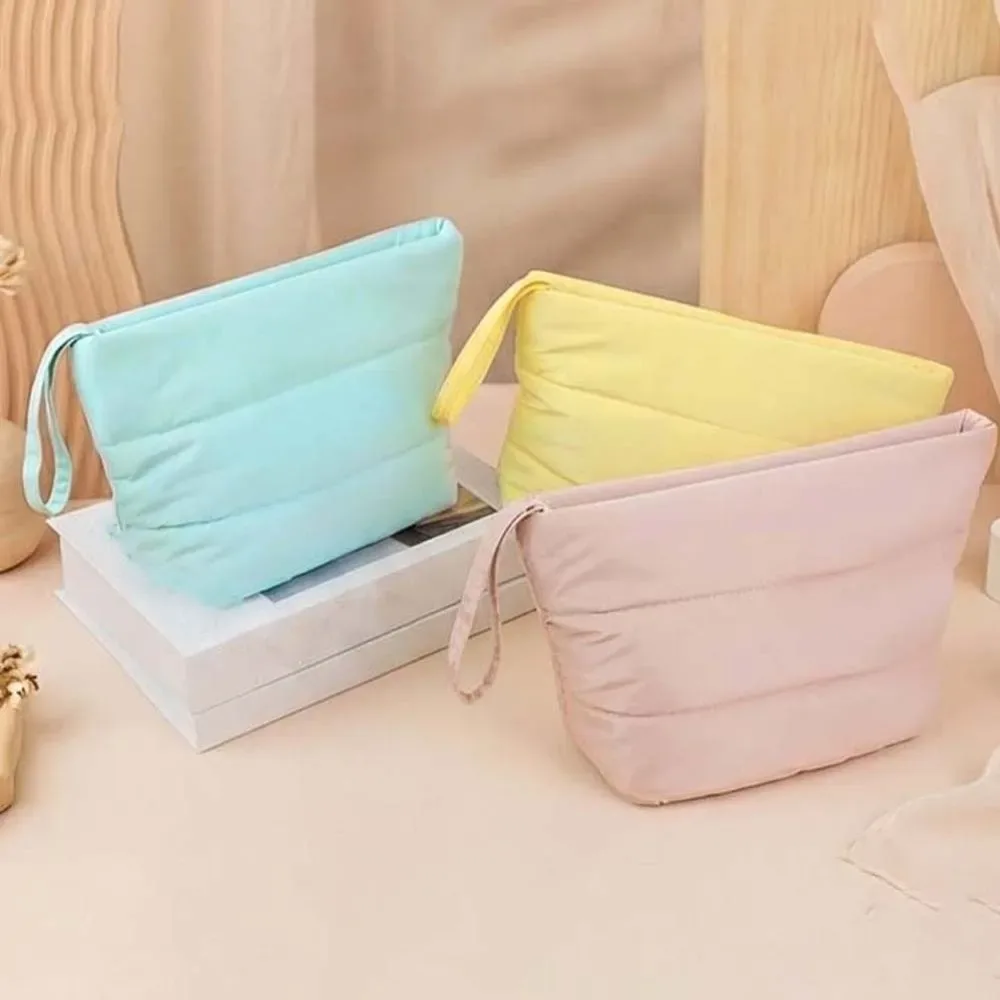 pochette de rangement couleur bonbon pour sac à main, grande capacité, pour maquillage, rouge à lèvres, serviettes hygiéniques, en coton doux