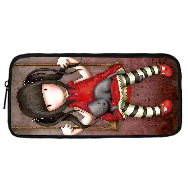 gorjuss santoro sacs à crayons pour enfant, sacs à crayons d'école pour enfants cerveau de dessin animé pour filles, grande et simple trousse à crayons pour enfants