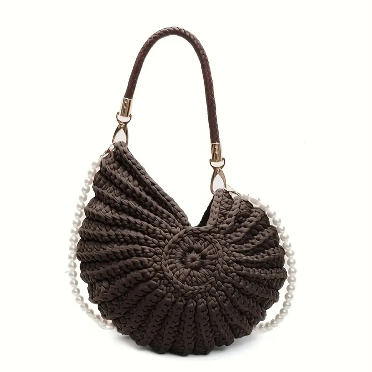 sac à main en coquillages tissé à la main avec chaîne de perles, grand sac de plage bohème pour femme, sac fourre-tout beige pour les vacances d'été, idéal pour