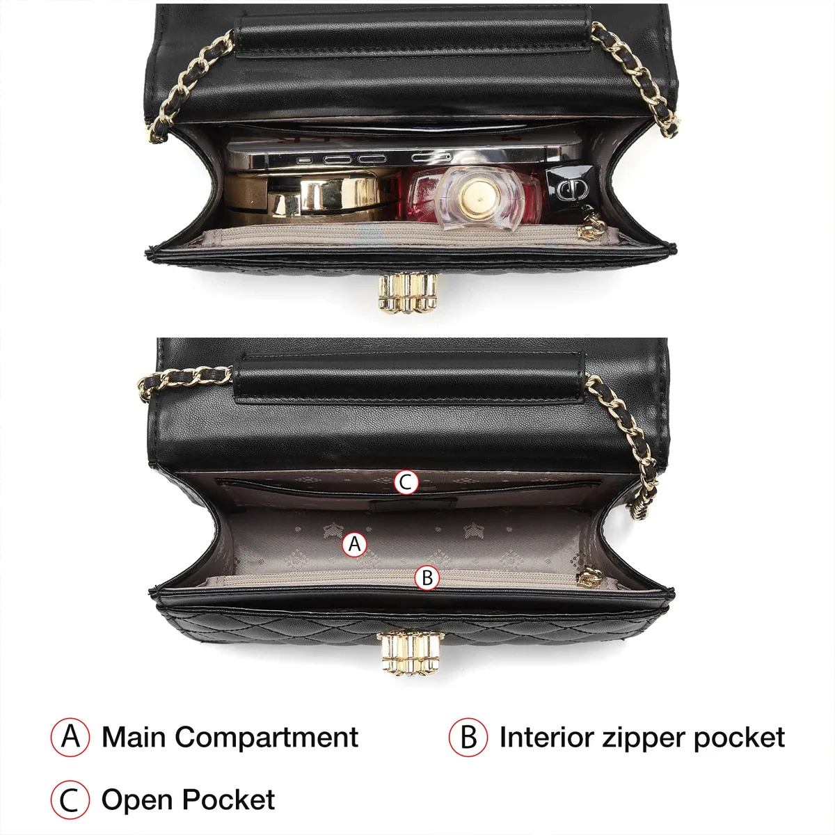 foxer sac à bandoulière et sac à main en cuir croisé pour femme, sac classique à chaîne, cadeau pour femme, petite amie