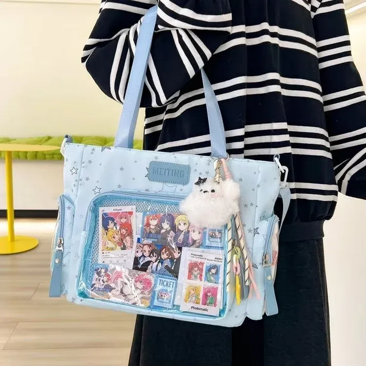 y2k mignon japonais ins ita sac lolita fille fourre-tout transparent sac à bandoulière grande capacité sac à bandoulière décontracté bricolage affichage sacs à main