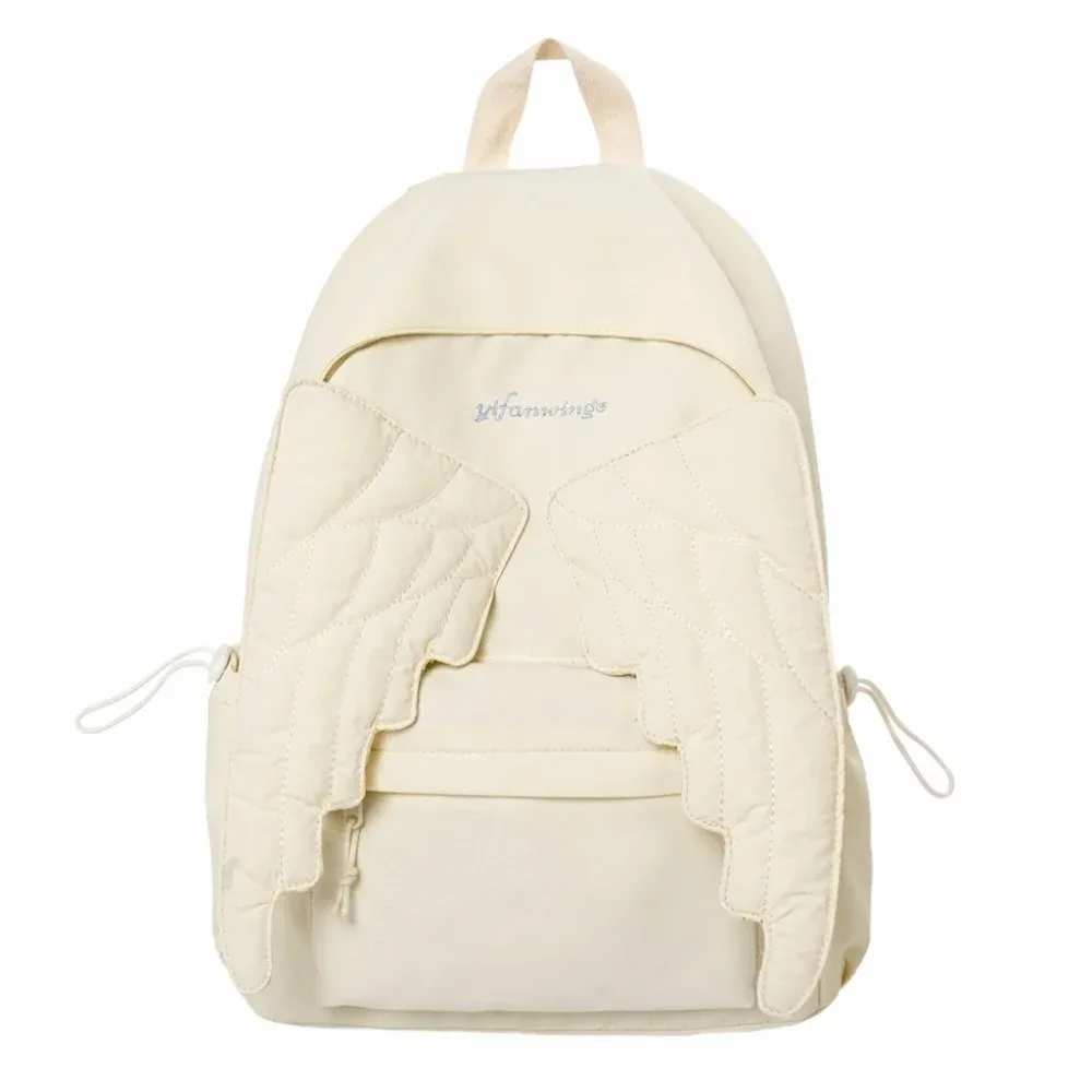 sac à dos y2k jk en nylon couleur unie avec ailes, style universitaire lolita, pour étudiants, sac d'école et de voyage