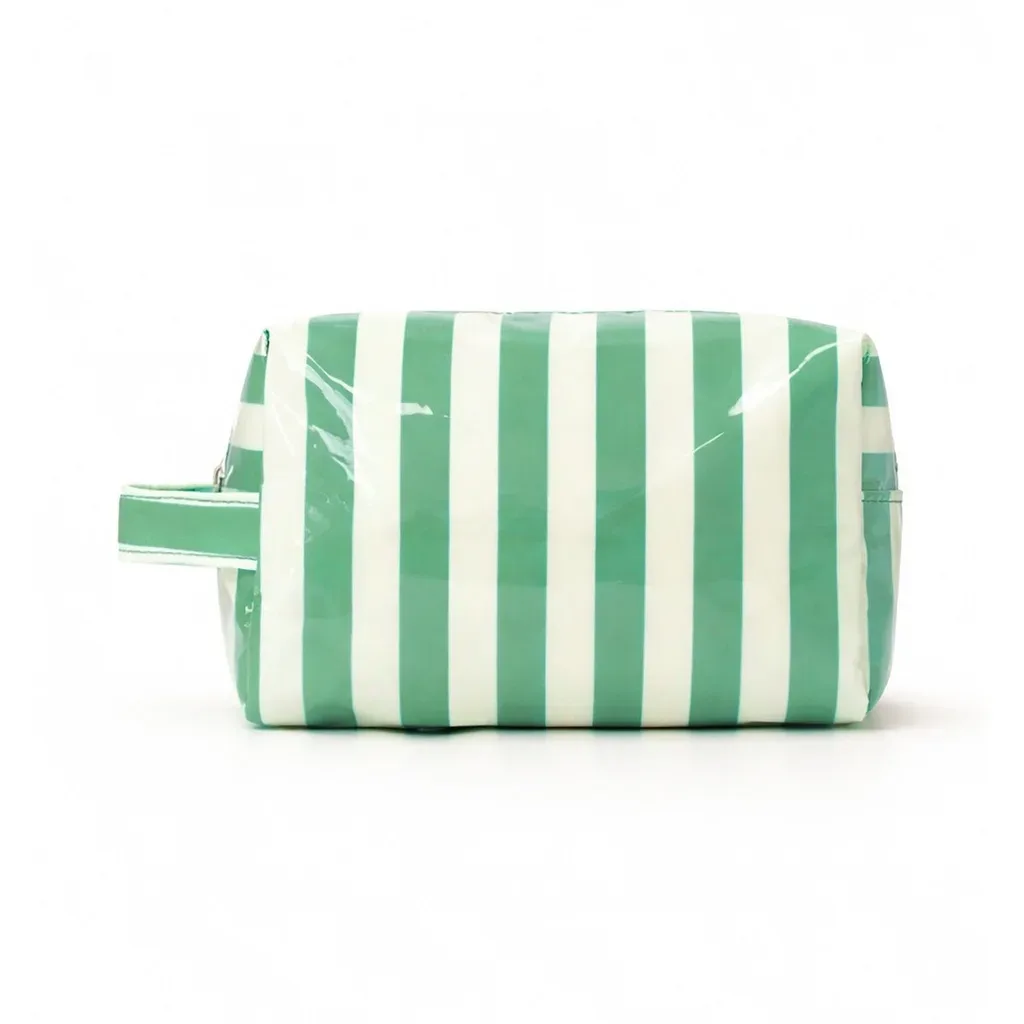 grande trousse de toilette de voyage rayée grande capacité, organisateur portable étanche pour maquillage et soins de la peau, idéale pour les vacances et les voyages en bus