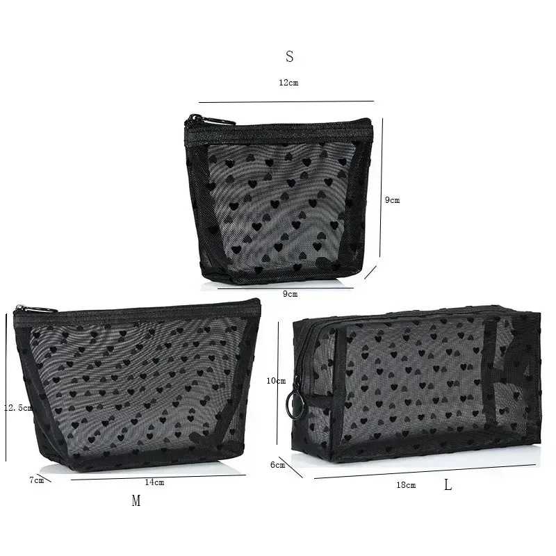 kit d'organisateur de maquillage translucide pour femmes, 1 pièce, sacs de toilette de lavage de voyage en forme de cœur, petite pochette cosmétique transparente