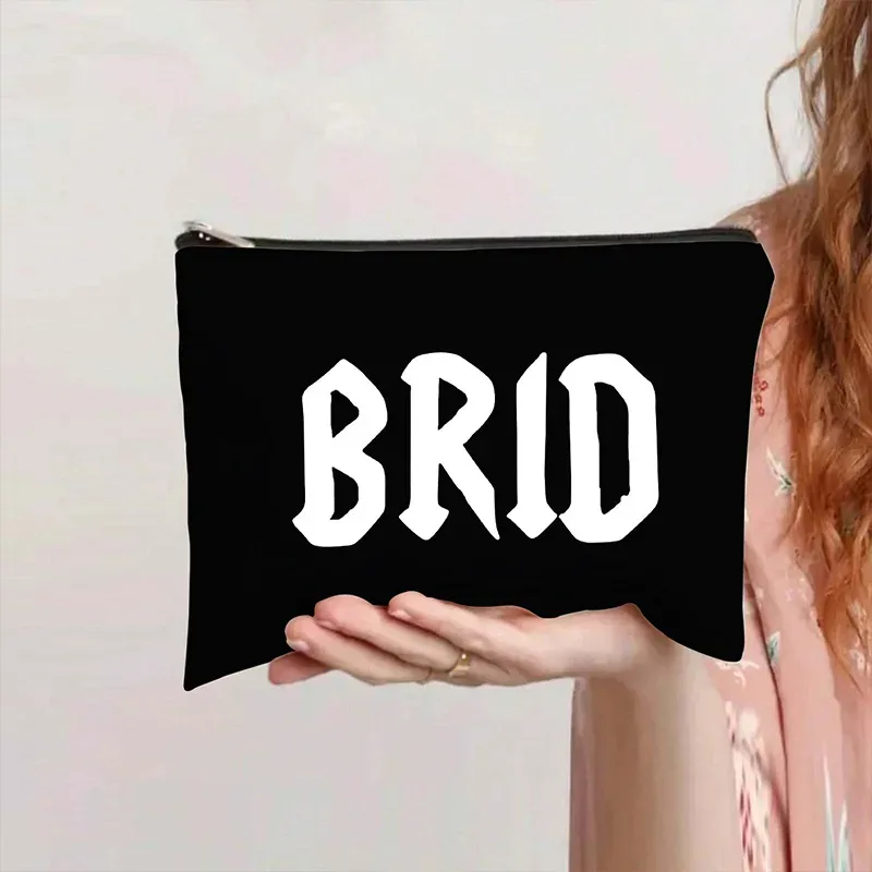 sacs de maquillage en toile imprimée à lettres, best-sellers, sacs de rangement artistiques et de niche pour cosmétiques de voyage portables, pochette zippée